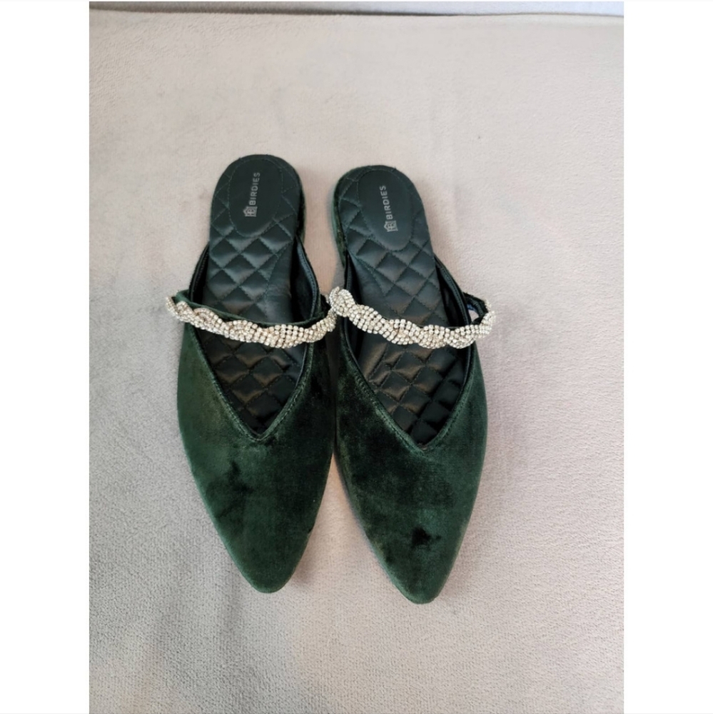 Birdies The Swan Jewelry Mules